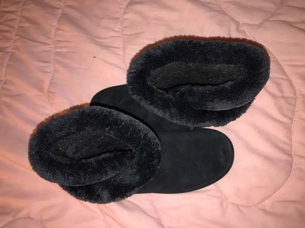 LAMO Essential Wrap Women's Black Suede and Faux Fur Boots